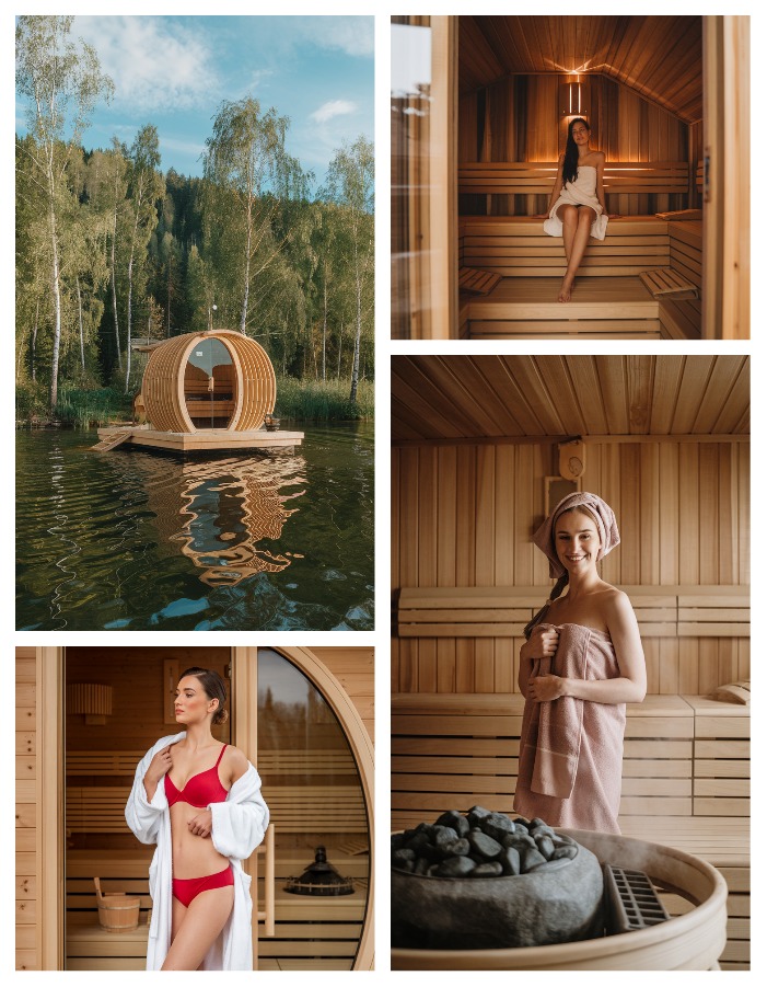 Sauna width 160 cm x depth 150 cm x height 200 cm