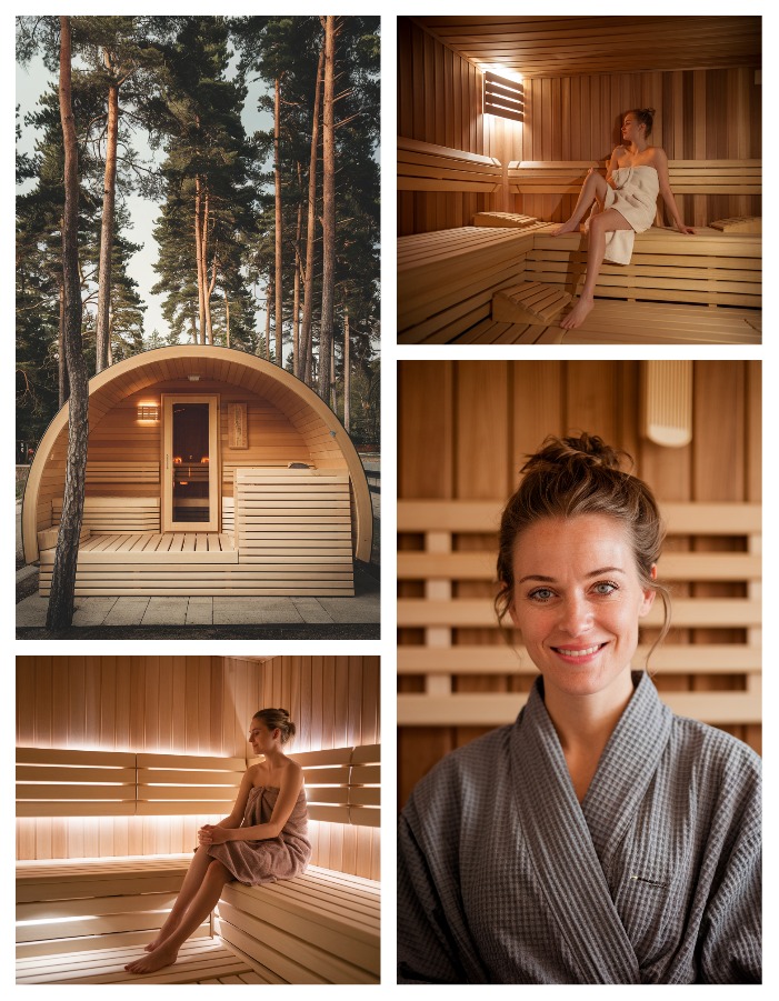 Sauna width 160 cm x depth 190 cm x height 200 cm